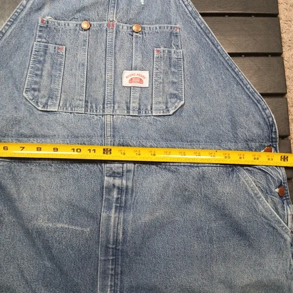 Round House Brand Overalls Men's 48x26 Blue Carpenters Bib Made in USA Vtg JB135 - Picture 10 of 16